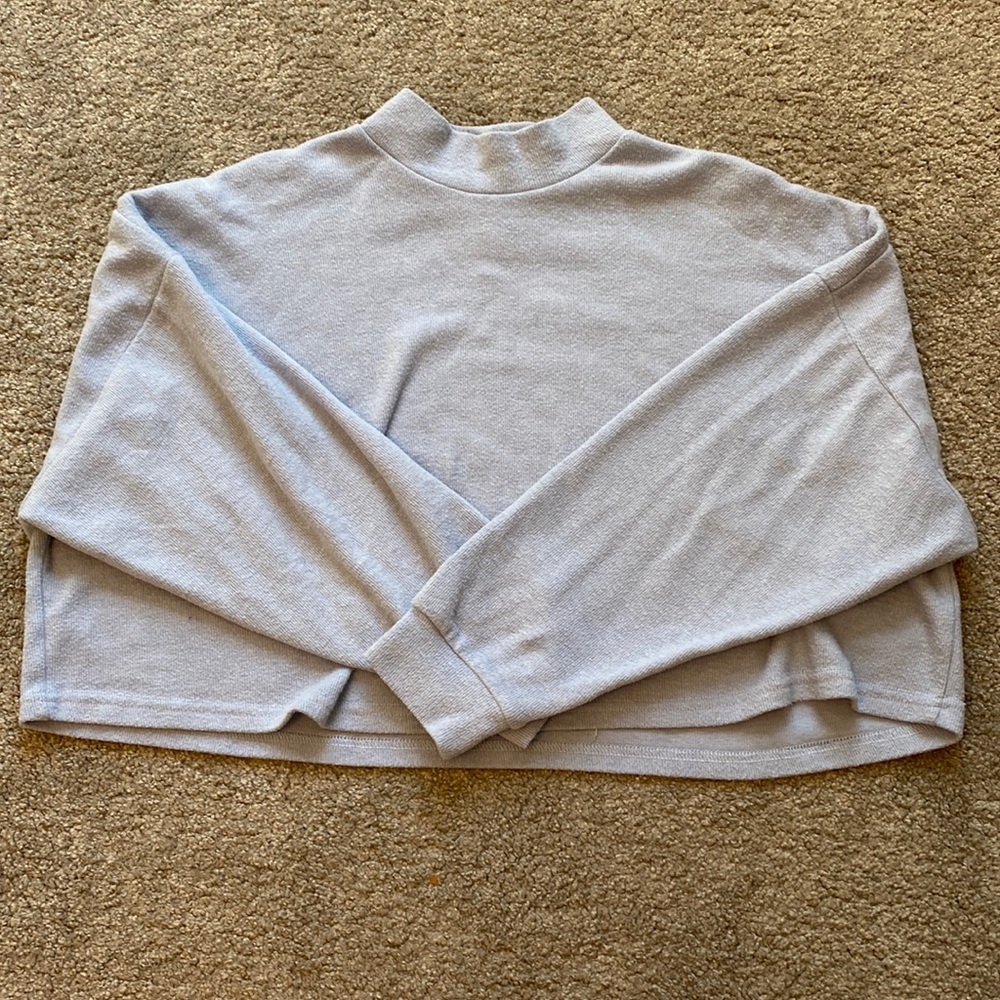 Cotton On light blue cropped mock neck sweater